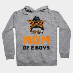 MOM OF 2 BOYS - Leopard Bandana Mom Graphic Hoodie